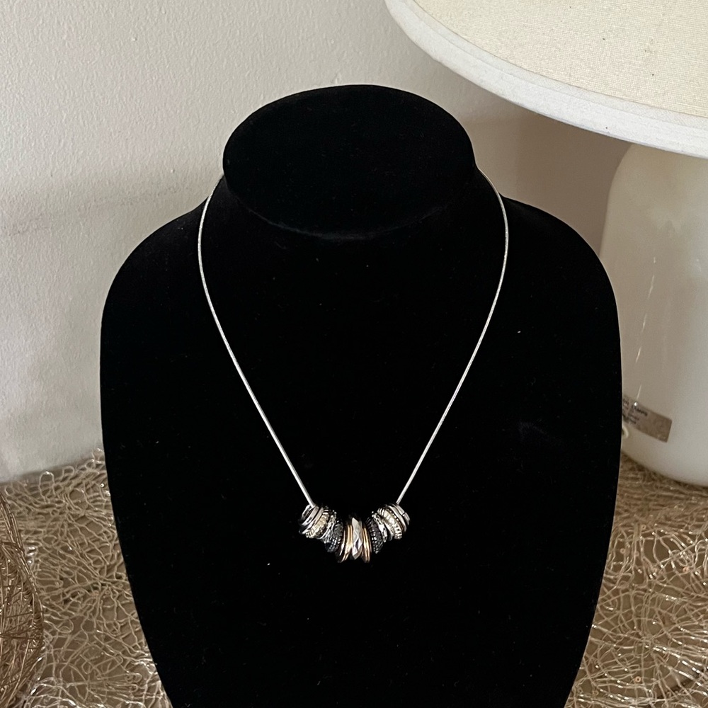 Nine West Silver Tone Chain &Multi Metallic Silver/ Gold Circular Disks